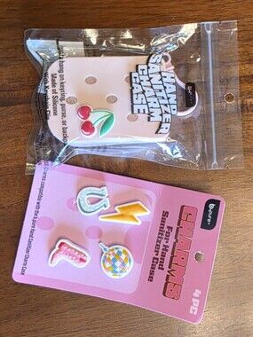 NWT Pink Hand Sanitizer Charm Case with Fun Charms